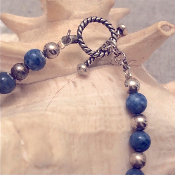 Sterling silver lapis Southwest - Lapis bead bracelet Carolyn Pollack - Picture 2 of 2